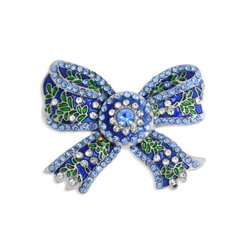 Blue Bow Pin with Crystals J452-JBH80321STB