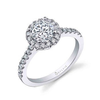 Round Cut Classic Two Tone Halo Engagement Ring - Chantelle SY999-041A4W10R