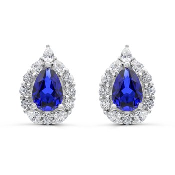 Sterling Silver Created Blue Sapphire and Created White Sapphire Earrings E13430CSCWS