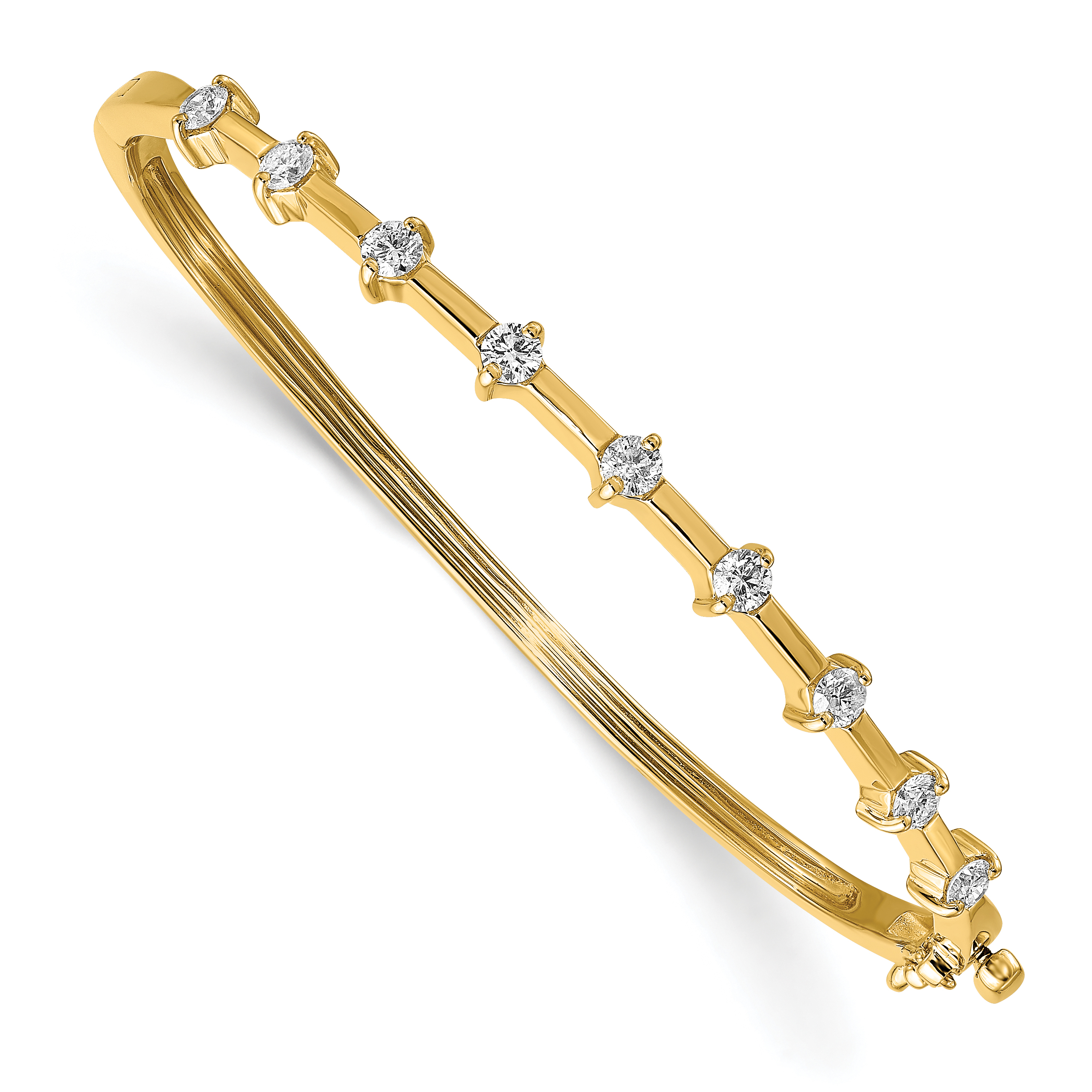 Quality Gold 14k Complete 7/8 carat A Diamond Hinged Oval Bangle