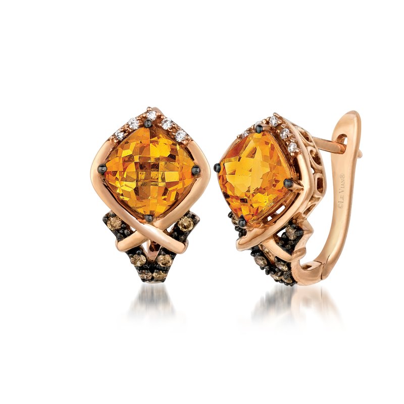 14K Solid Yellow Gold Cinnamon factory Citrine Earrings .6ct