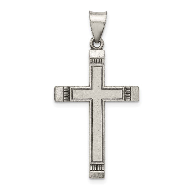 Sterling Silver Antiqued, Polished and Brushed Latin Cross Pendant hot Charm