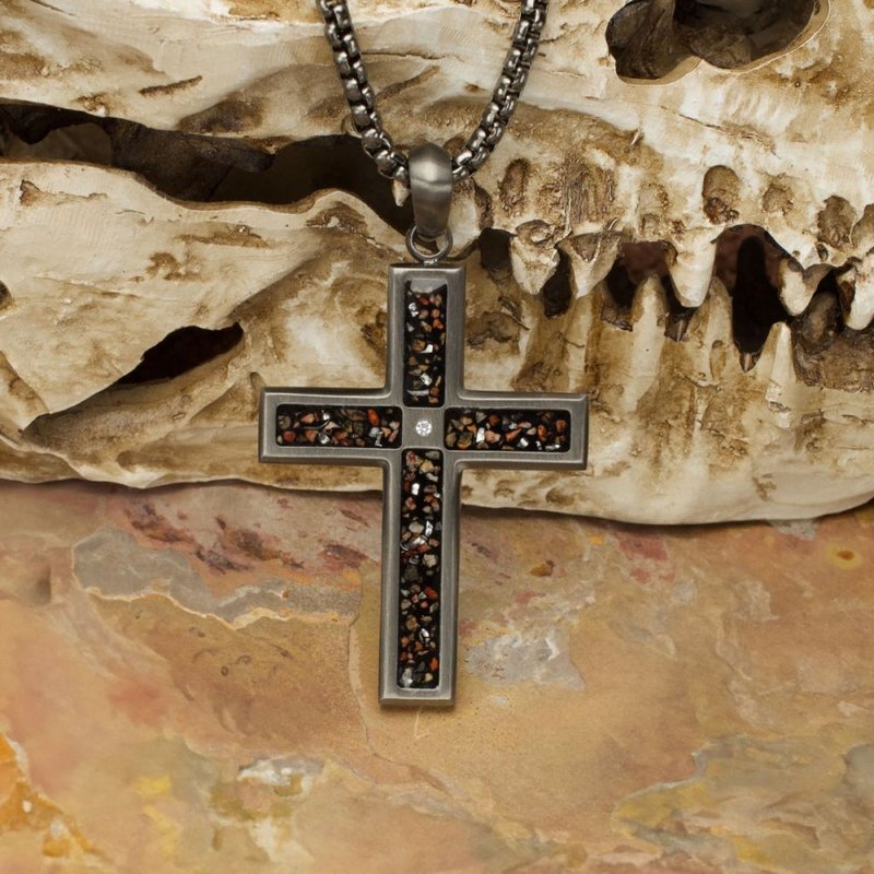 INOX Jewelry Gun Metal IP Steel Matte Finish Black Dinosaur Bone