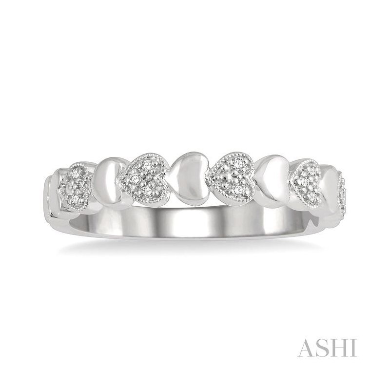 ASHI Silver Puffed Heart Shape Diamond Band 84109CGSSSLRG