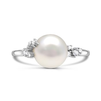 10K White Gold Freshwater Pearl with Diamond 0.090cts Accent Ring R13538PL6W0