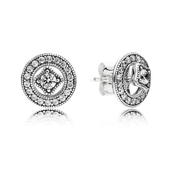 PANDORA Love knot silver stud earrings with clear cubic