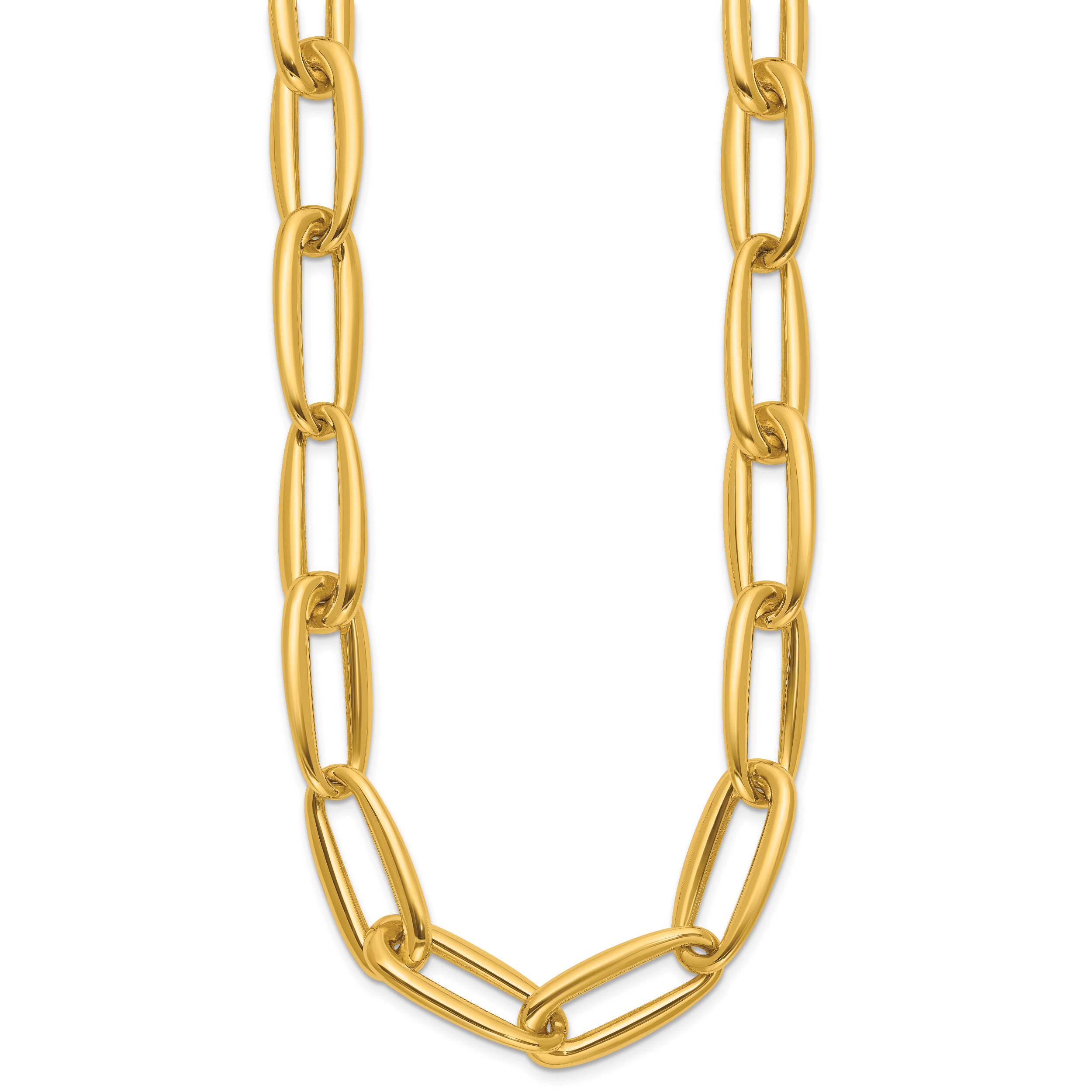 Herco 18K Polished 11.3mm Elongated Oval Link 18 Inch Necklace