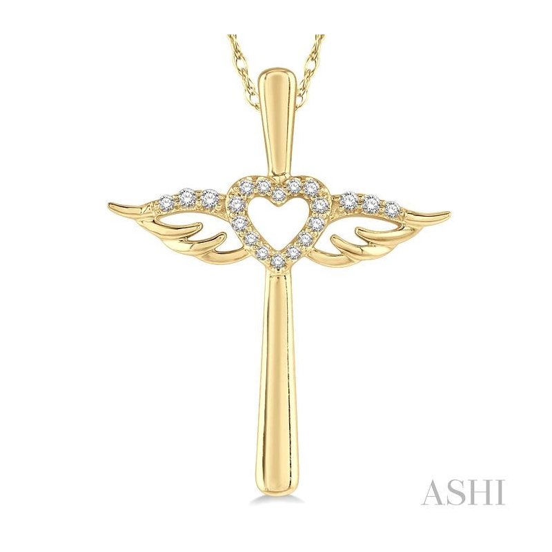 ASHI Angel Wings Heart Shape & Cross Diamond Fashion Pendant