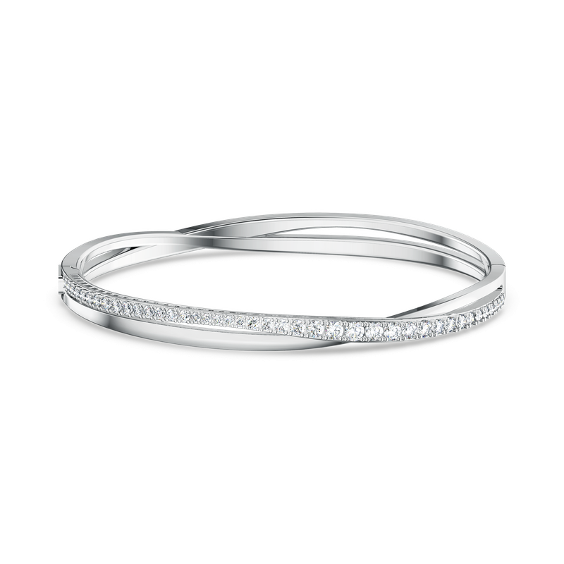 Swarovski Twist bangle, White, Rhodium plated 5565210 - Bradley