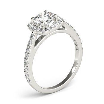 Cathedral Round Halo Engagement Ring