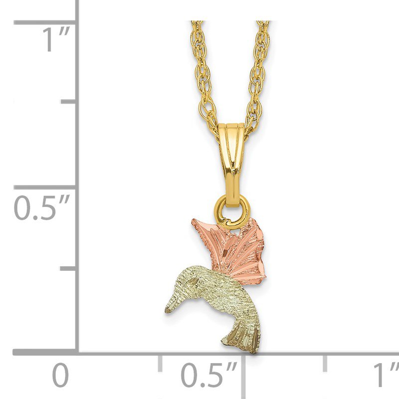 10k Tri Color Black Hills Gold Hummingbird Necklace