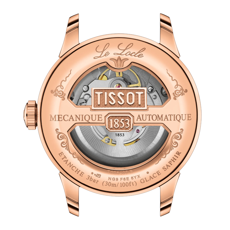 TISSOT Le Locle Automatico T0064073603300 - Orologio Uomo Con Movimento Meccanico, Cassa In Acciaio PVD Oro Rosa, Quadrante Romano, Cinturino In Pelle E Fondello Trasparente - 2