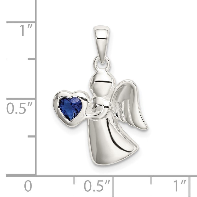 Sterling Silver Angel CZ Heart Pendants Sterling Silver Angel CZ Heart Pendants