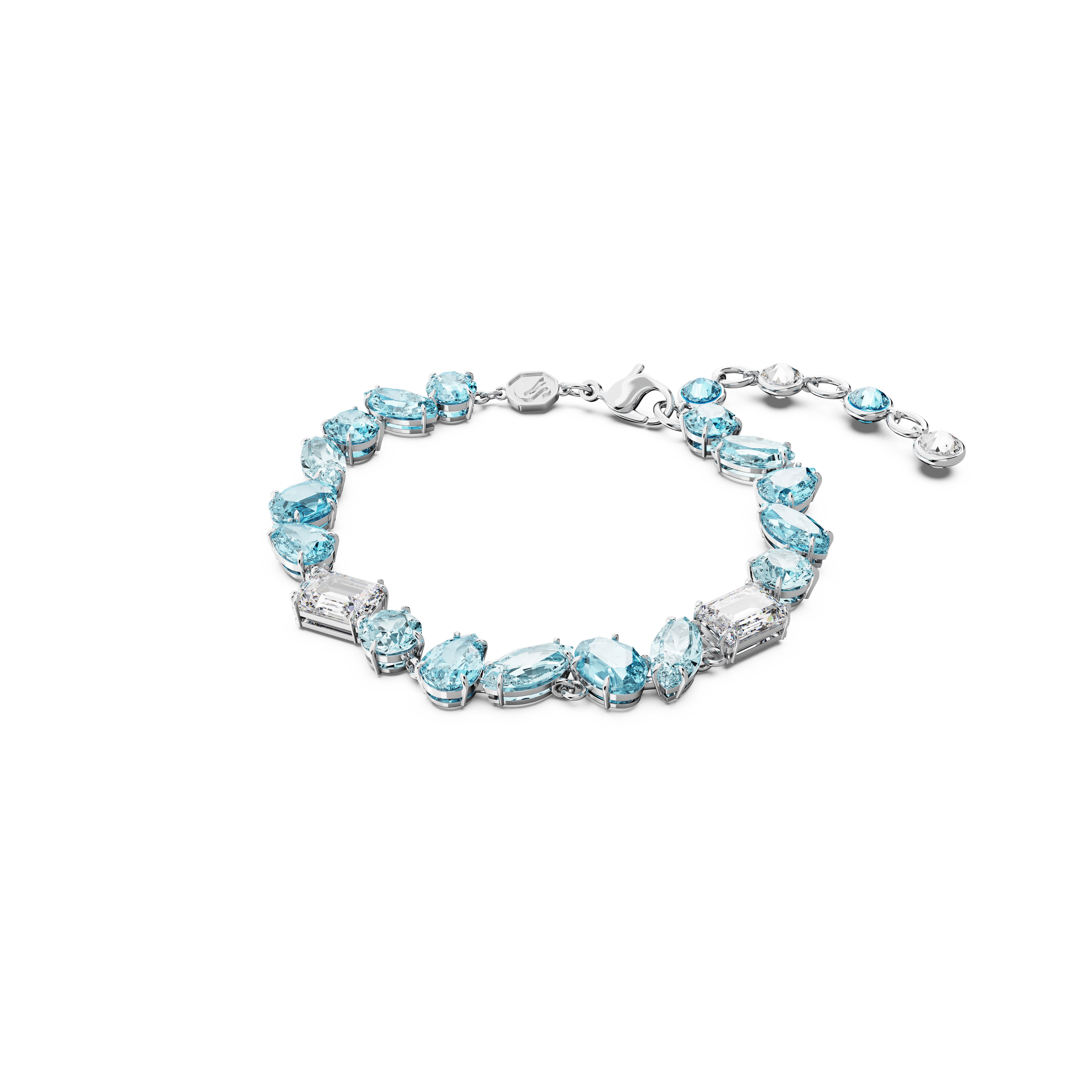 Swarovski Gema bracelet, Mixed cuts, Blue, Rhodium plated 5666018