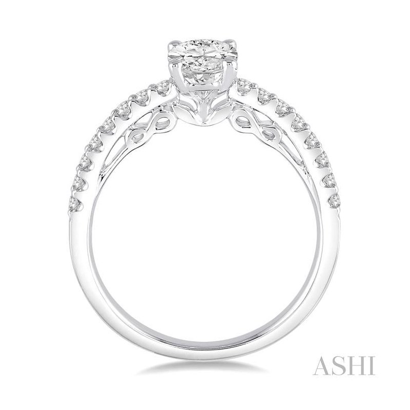 ASHI Oval Shape Semi-Mount Diamond Engagement Ring