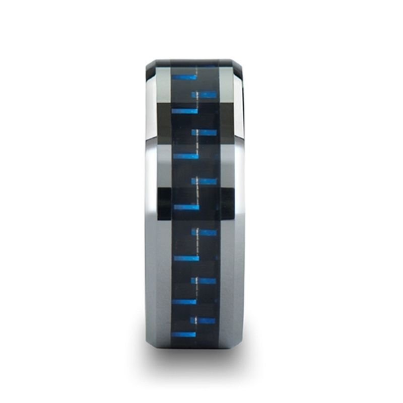 Thorsten AUXILIUS Tungsten Carbide Ring with Black & Blue Carbon Fiber Inlay - 6mm - 10mm Thorsten AUXILIUS Tungsten Carbide Ring with Black & Blue Carbon Fiber Inlay - 6mm - 10mm