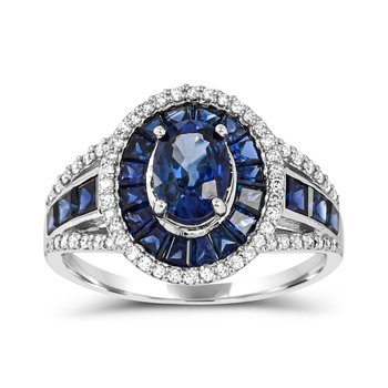 14K White Gold Blue Sapphire and Diamond 0.280cts Ring R12807SB6W4