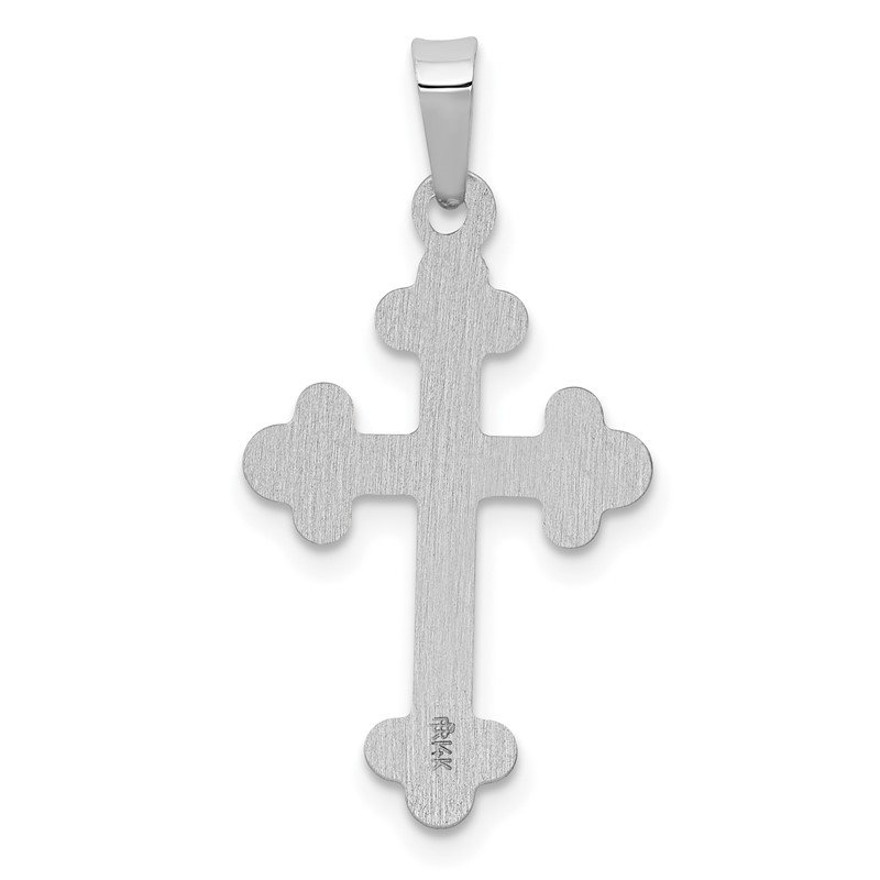 Quality Gold 14k White Gold Polished Budded Cross Pendant