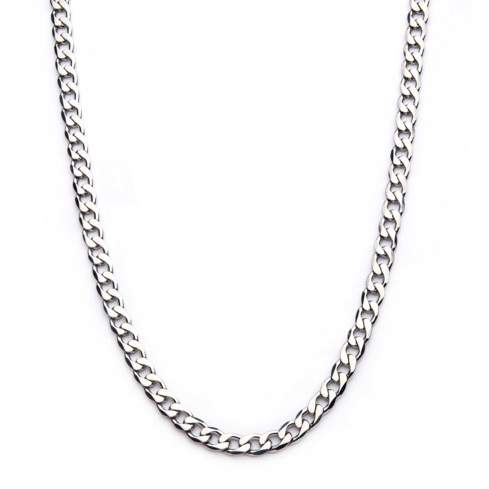 INOX Jewelry 8mm Steel Bevel Curb Chain Necklace NSTC0408