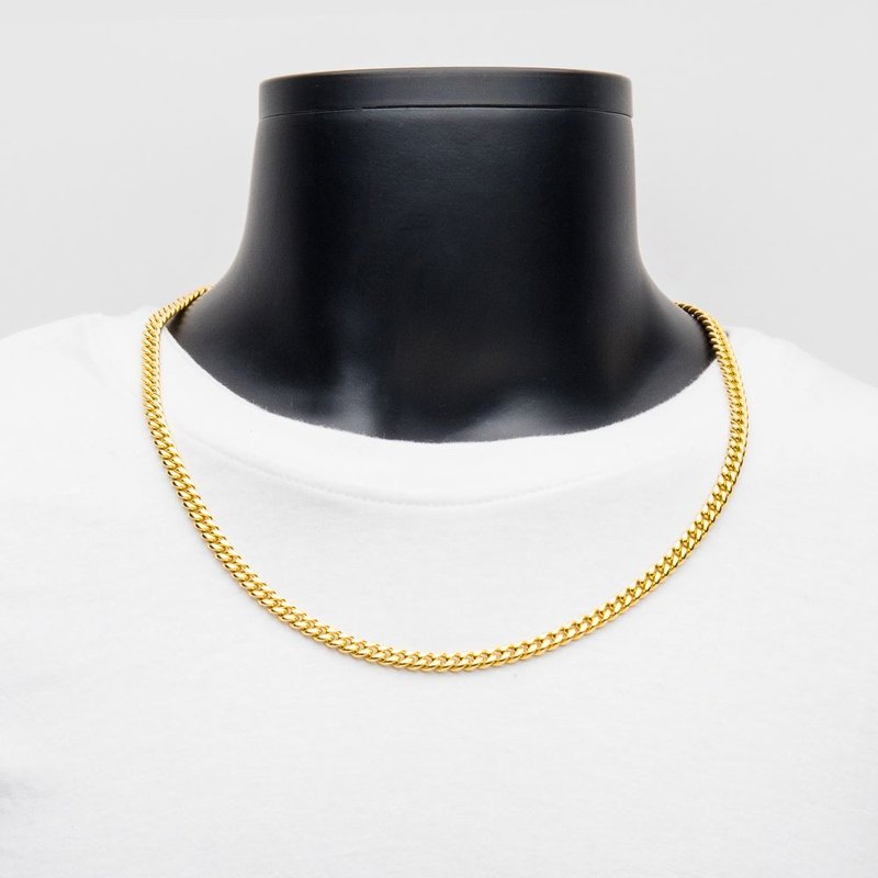 INOX Jewelry 6mm 18Kt Gold IP Miami Cuban Chain Necklace with CNC