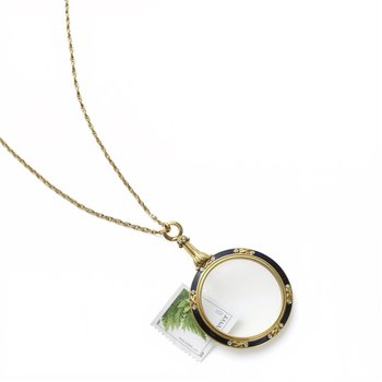 Magnifying Glass with Enamel and Swarovski Crystals Pendant Necklace J452-JJP51282