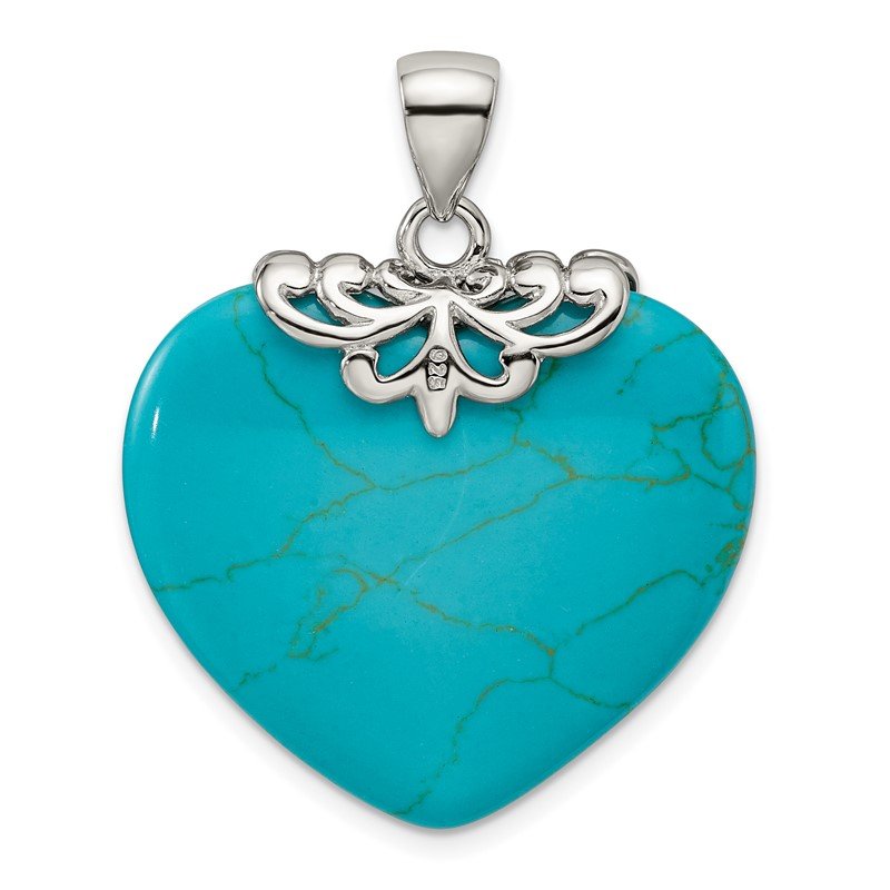 Sterling Silver Turquoise Heart Stone Pendant