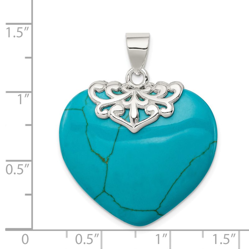Sterling Silver Turquoise Heart Stone Pendant