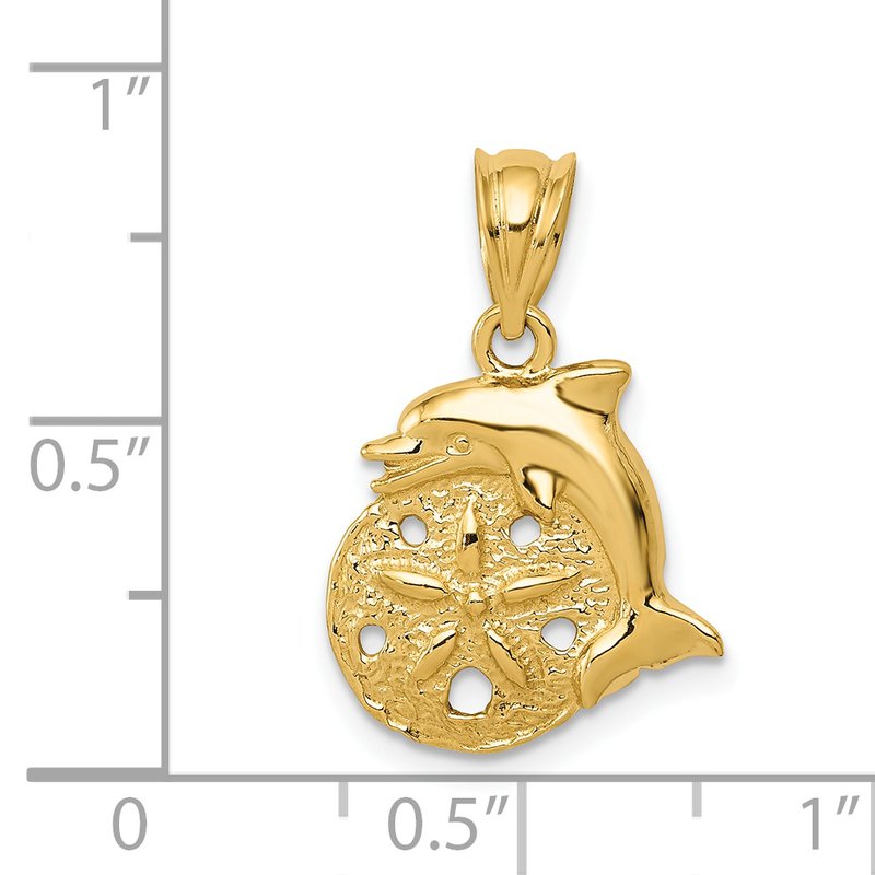 Quality Gold 14k Dolphin and Sanddollar Charm C2536 - Cyrus