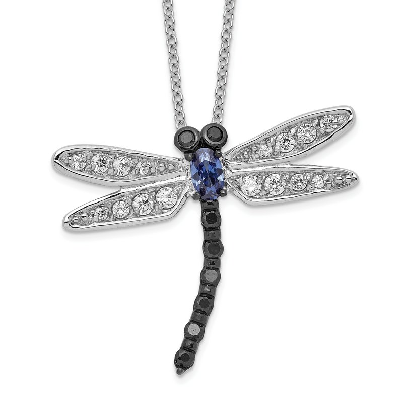 Cheryl M Sterling Silver Rhodium-plated with Black Rhodium Accent