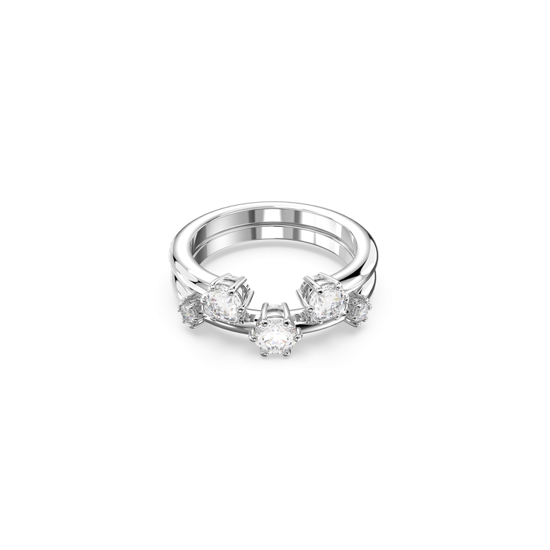 指輪・リング SWAROVSKI Constella Rhodium Ring L 5642637 Constella ring, Set (2), Round cut, White, Gold-tone plated