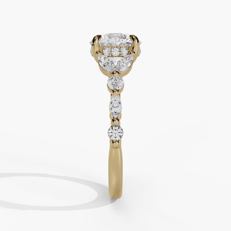 Marquise Diamond Accent Engagement Ring With Round Floating