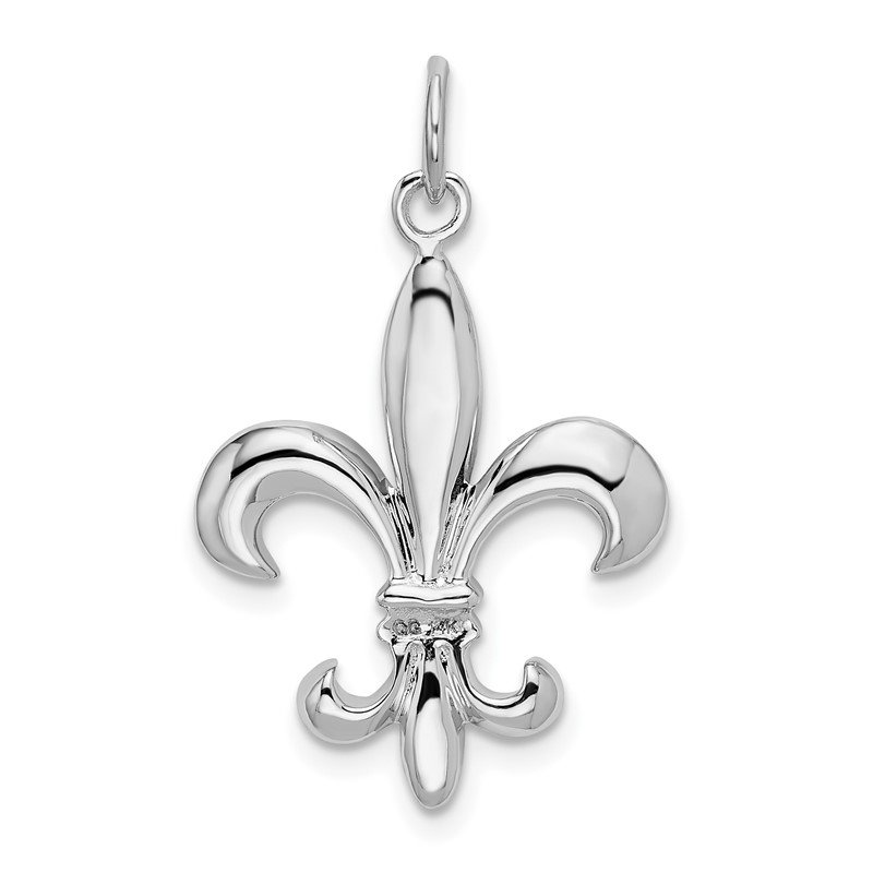 Quality Gold 14k White Gold Solid Polished 3-D Fleur de Lis