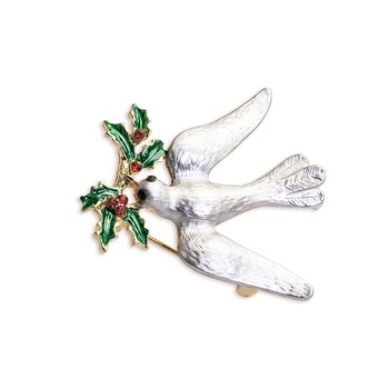 Dove Brooch Pin with Flower Accent JLAK1-14