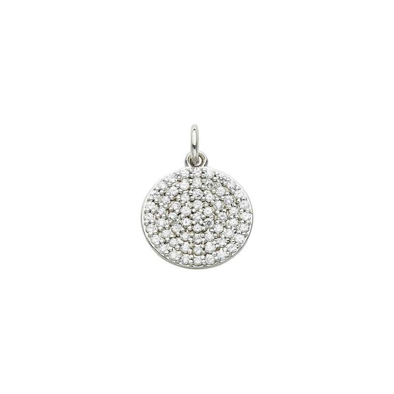 Shefi Diamonds 14K White Gold Pendant Pave Set Round Disc
