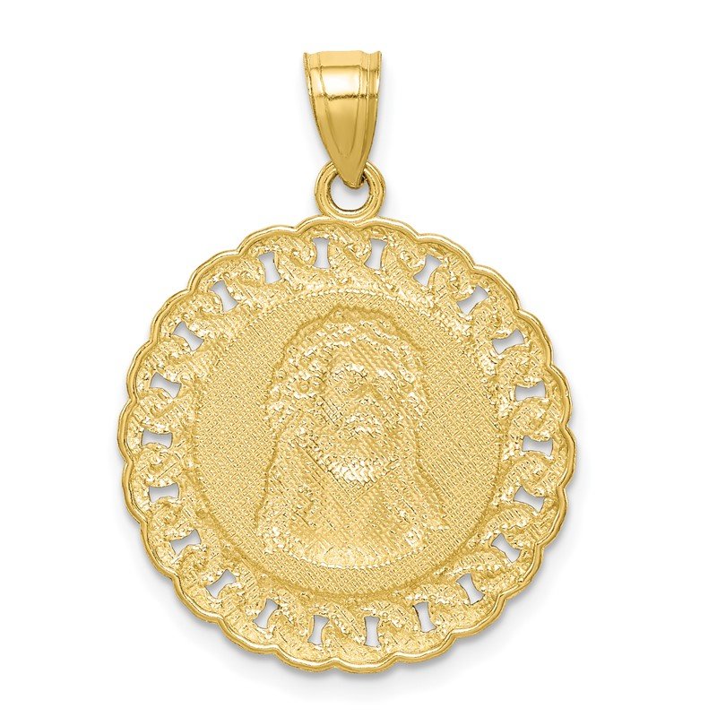 Quality Gold 10K D/C w/Rhodium Jesus Face Pendant 10C1460 Quality Gold 10K D/C w/Rhodium Jesus Face Pendant 10C1460