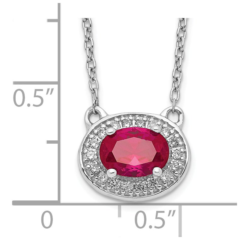 14k White Gold Diamond and Oval Ruby 18 inch Necklace 14k White Gold Diamond and Oval Ruby 18 inch Necklace