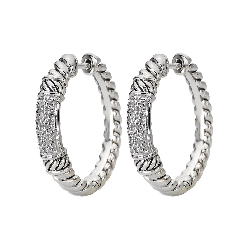 Eleganza Ladies Fashion Diamond Hoops 720418 - Charles Lynn