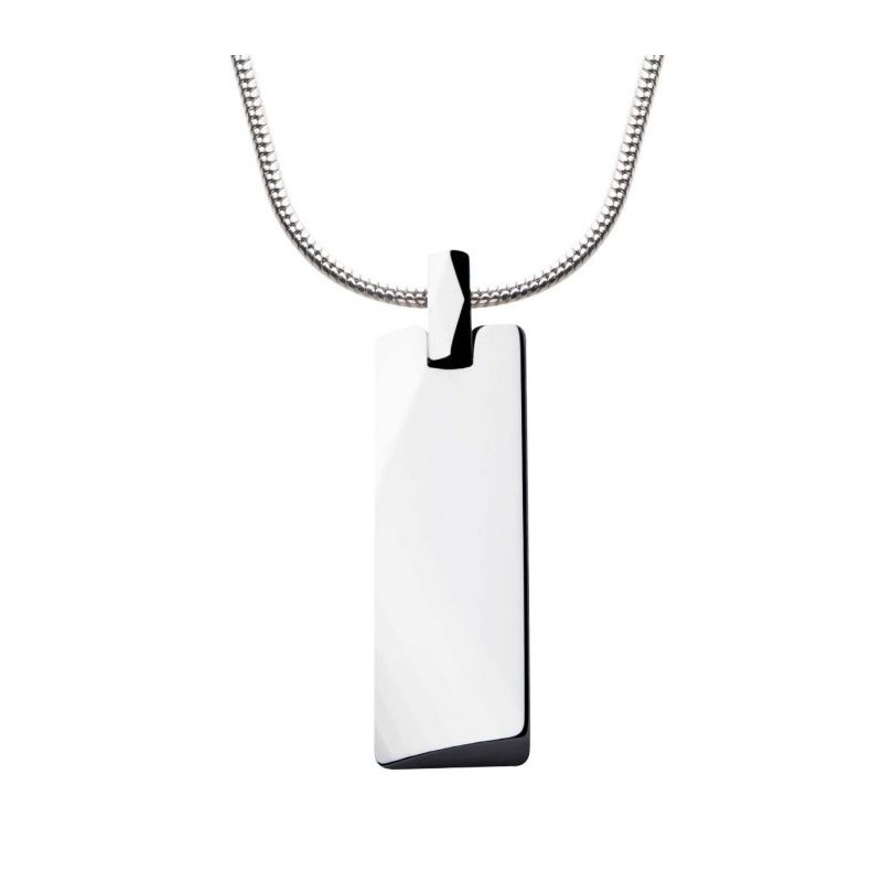 ●VVV● Double Peak Logo Surgical String Necklace 24FWNK109B INOX Jewelry Tungsten Carbide Beveled ID Tag Pendant with