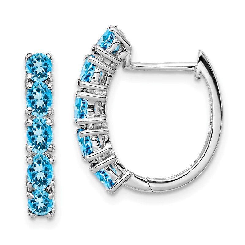 Sterling Silver Gemstone & White Topaz Hinged Earrings Sterling Silver Gemstone & White Topaz Hinged Earrings