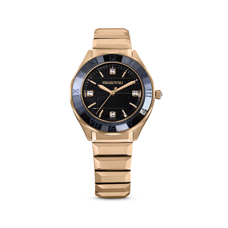 37mm watch, Swiss Made, Metal bracelet, Black, Rose gold-tone finish 37mm watch, Swiss Made, Metal bracelet, Black, Rose gold-tone finish