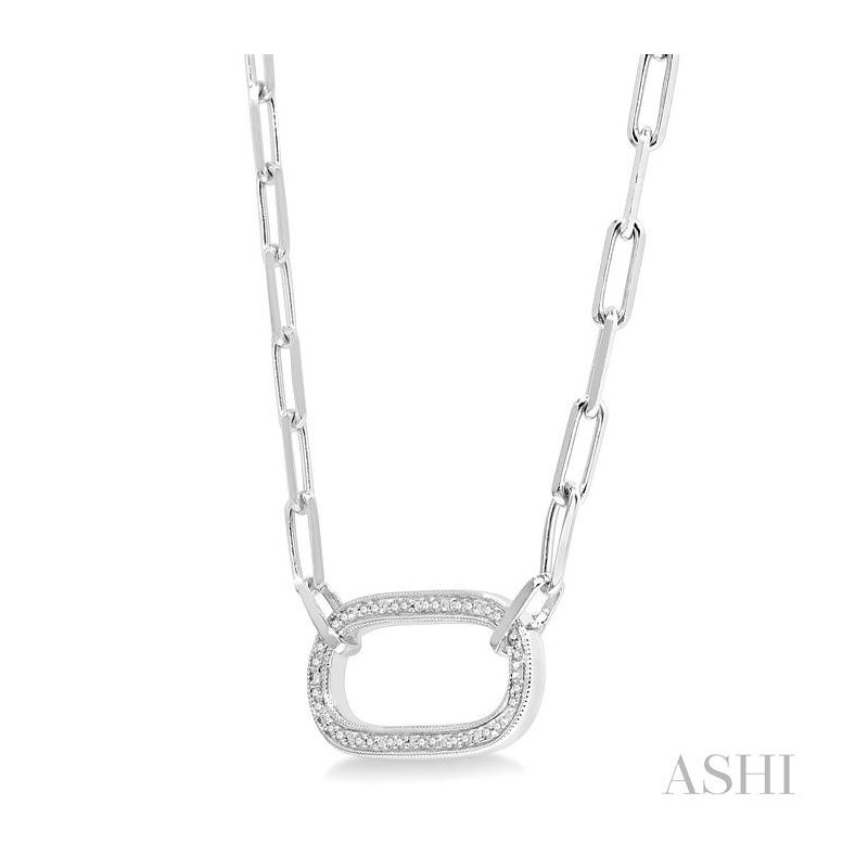 ASHI Silver Paperclip Diamond Fashion Pendant 88858BESSSLPD