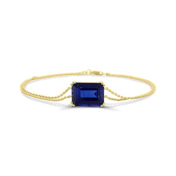 14K Yellow Gold over Sterling Silver Created Blue Sapphire Bracelet B13386CSY4S