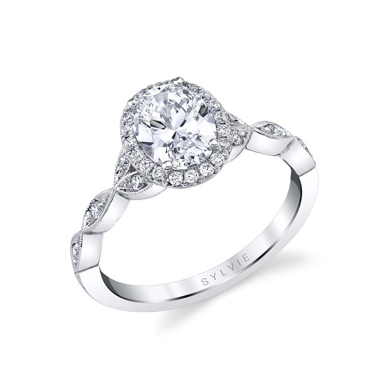 Sylvie Oval Cut Unique Vintage Halo Engagement Ring