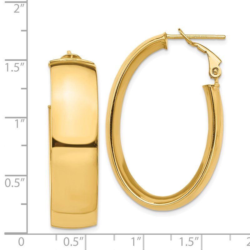 Quality Gold 14k High Polished 10mm Omega Back Oval Hoop Earrings PRE973 Tripp Company Jewelers