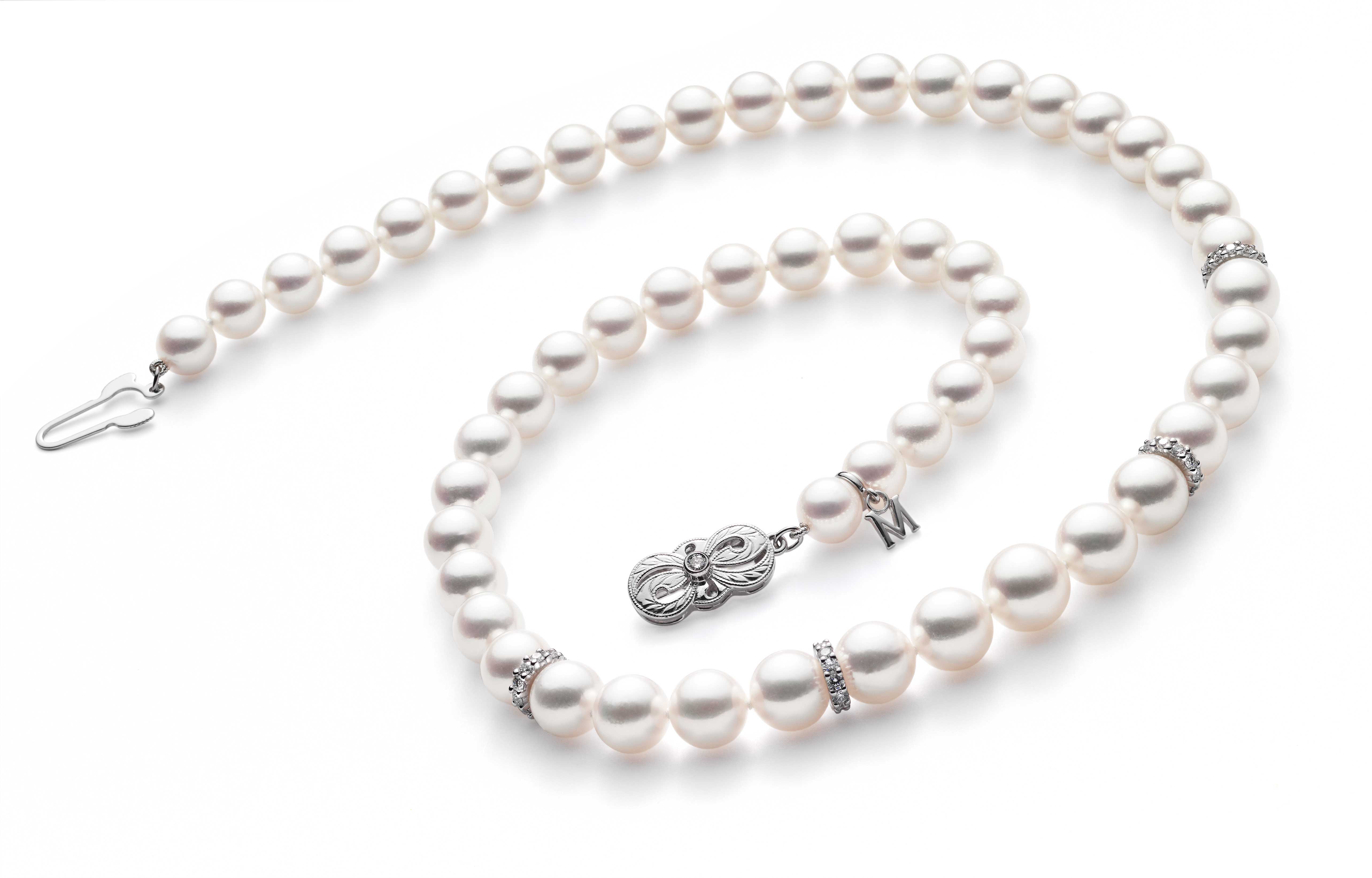 Mikimoto 9x7mm Akoya Cultured Pearl, Graduated 18'' Strand with