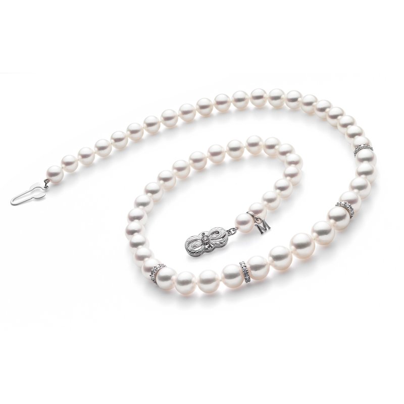 Mikimoto 9x7mm Akoya Cultured Pearl, Graduated 18'' Strand with
