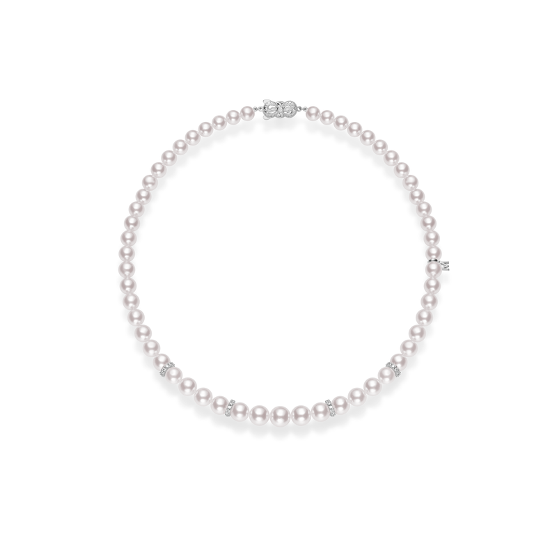 Mikimoto 9x7mm Akoya Cultured Pearl, Graduated 18'' Strand with