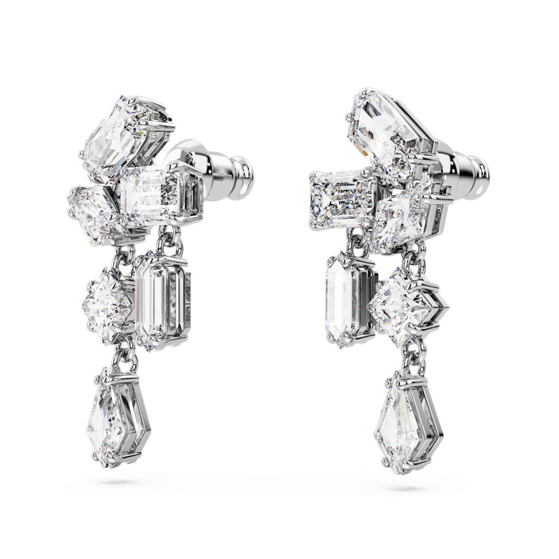 2024新商品 Mixed earrings, drop Mesmera Swarovski cuts, Rhodium White, その他