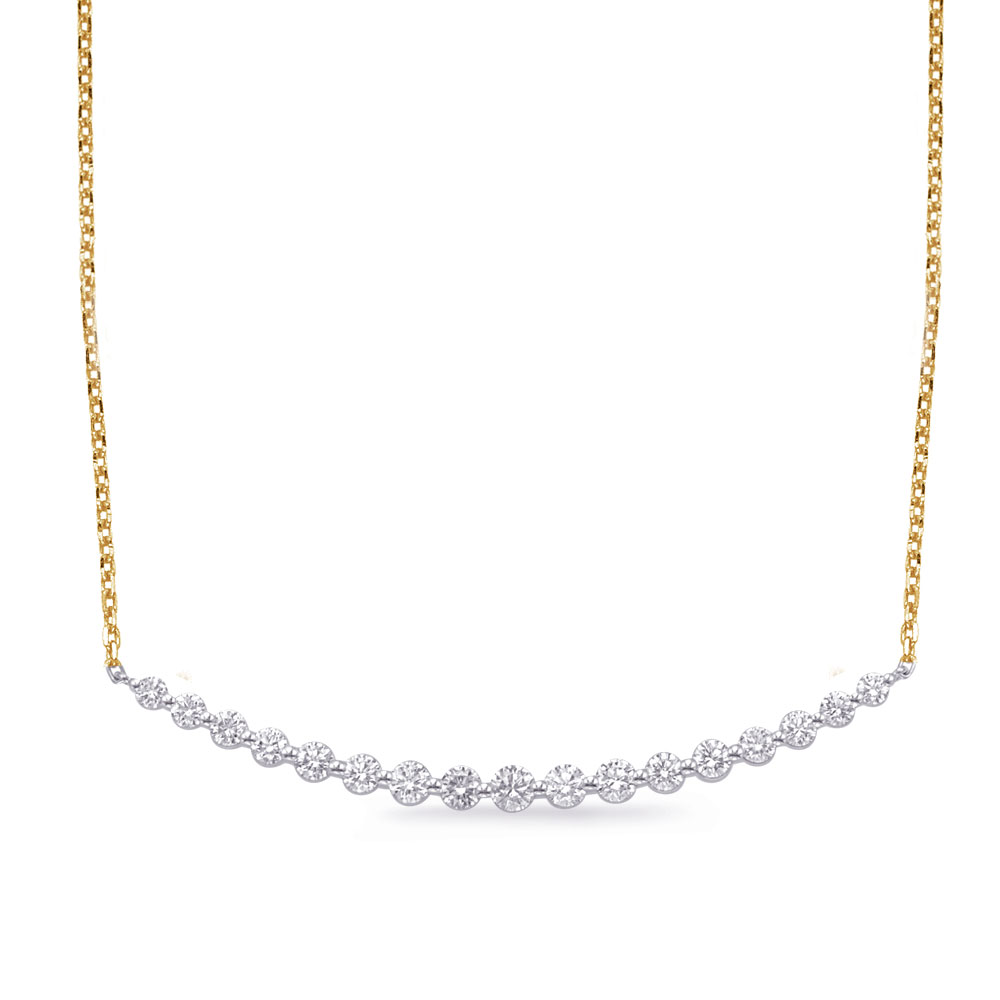 ホワイトダイヤモンド　26-43 S. Kashi White & Yellow Gold Diamond Necklace N1306YW - Celestial