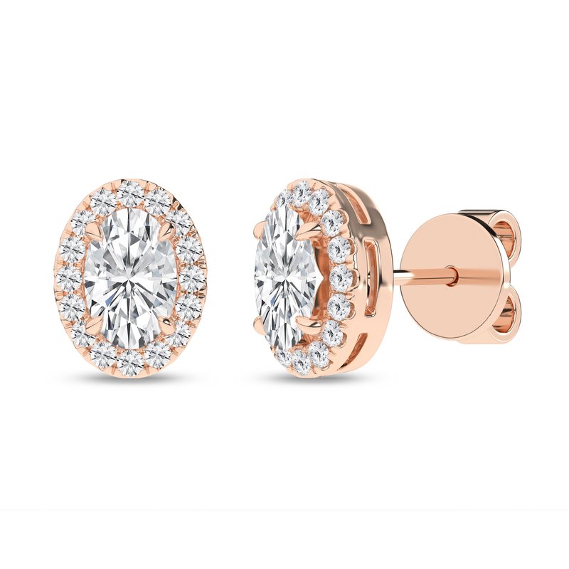 【HYERES LOR】24FW★ Lab Diamond NEW Halo Earrings M 14K Lab-Grown Diamond 1ct. tw. Halo 14k Gold Earrings | White